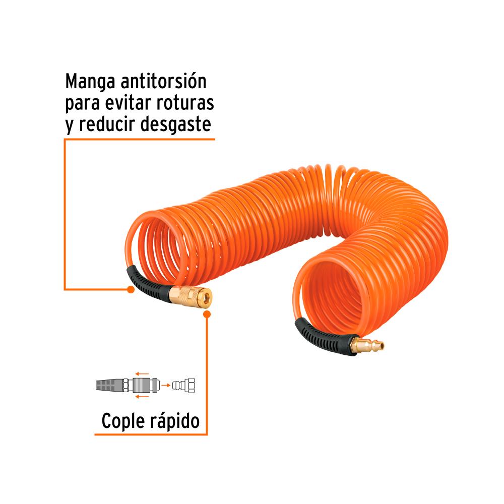 MANGUERA TIPO RESORTE 15.2 MT MACHO 1/4" NPT 19075