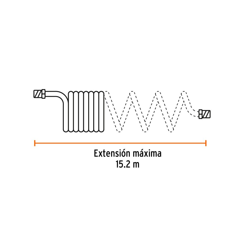 MANGUERA TIPO RESORTE 15.2 MT MACHO 1/4" NPT 19075