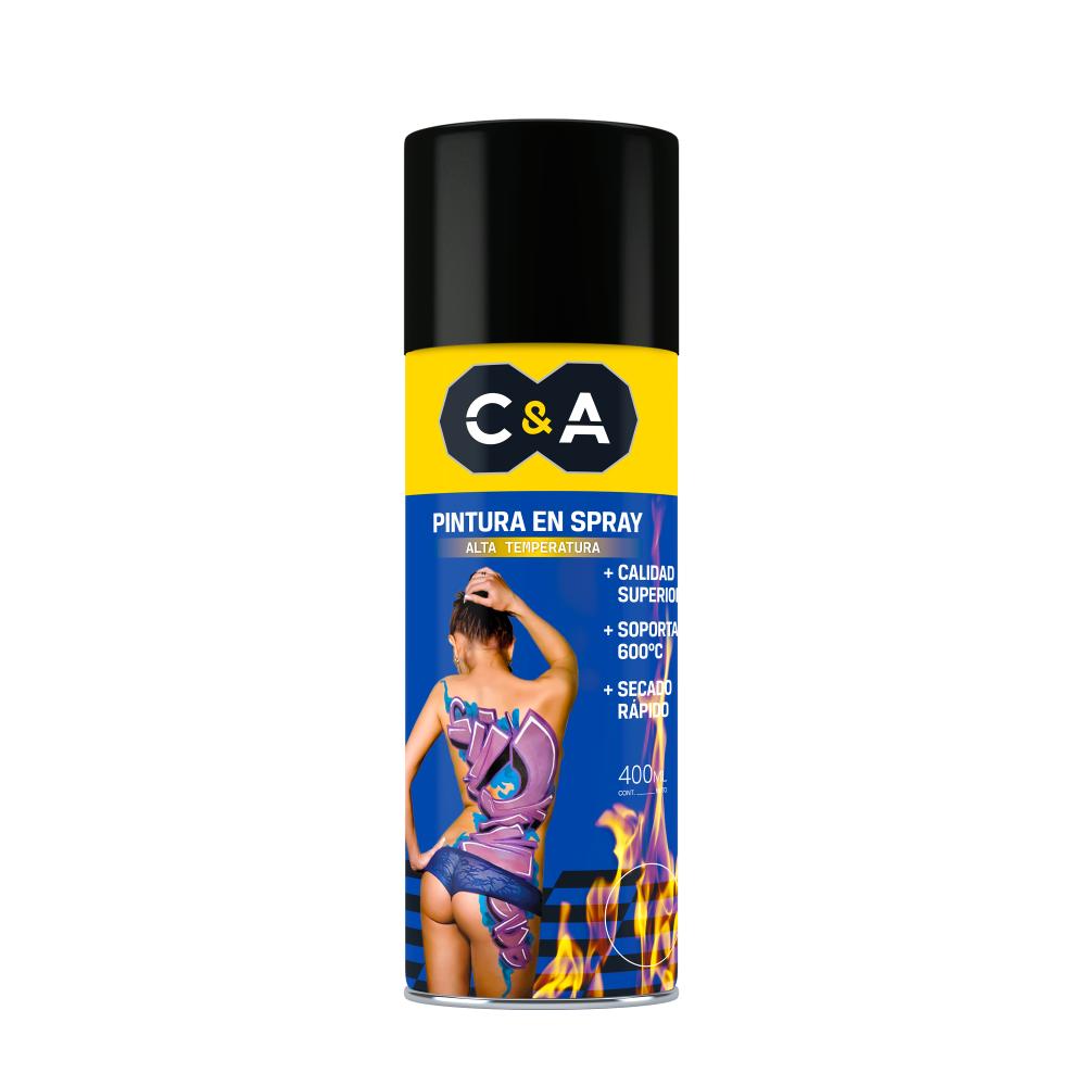 PINTURA SPRAY ALTA TEMPERATURA NEGRO BRILLANTE #1604 400ML C&A