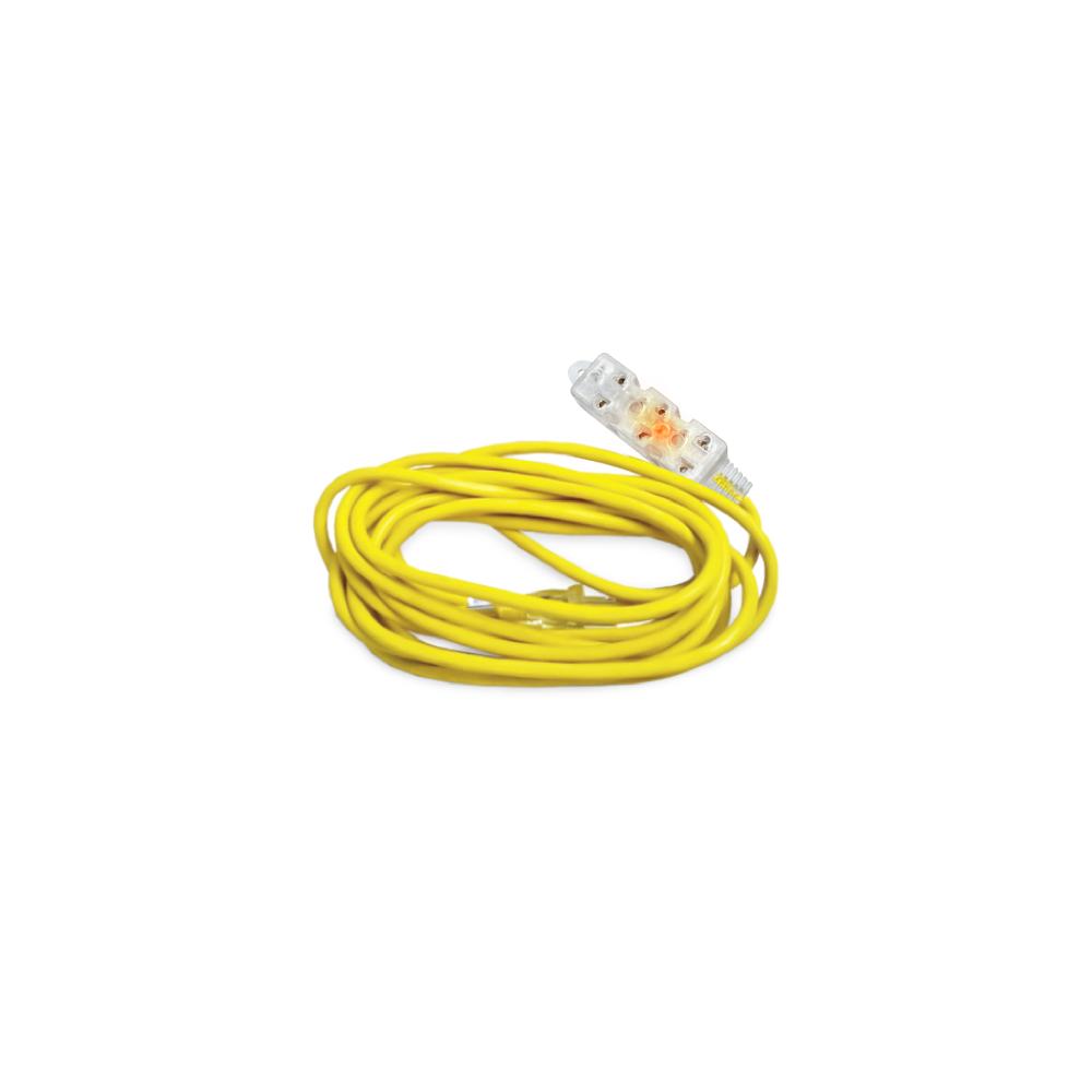 EXTENSION AMARILLA C/3 TOMAS C/FOCO D/NEON 10M 16AWG HOME LIGHT
